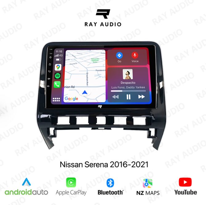 Nissan Serena 2016-2021, featuring a modern touchscreen display, integrated navigation, and multiple connectivity options including Bluetooth, USB, and smartphone integration for an enhanced in-car entertainment experience