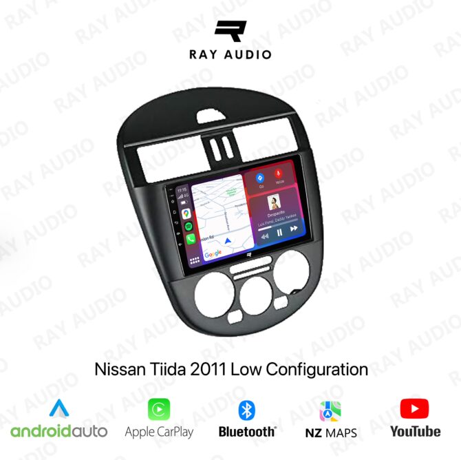 "Stereo system in a Nissan Tiida 2011 Low Configuration, featuring a basic digital display and essential connectivity options.